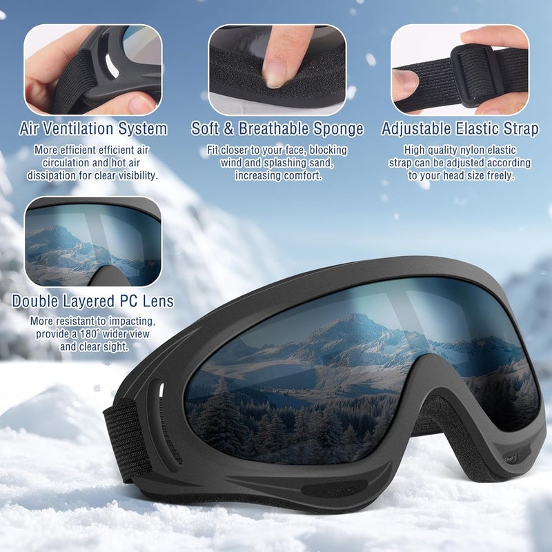 OXG Store Ski Snowboard Goggles for Men Women, UV Protection Ski Snow Goggles for Kids Youth Adult - Image 4